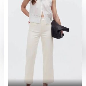 Madewelll white denim slim wide leg cropped pantss in excellent condition